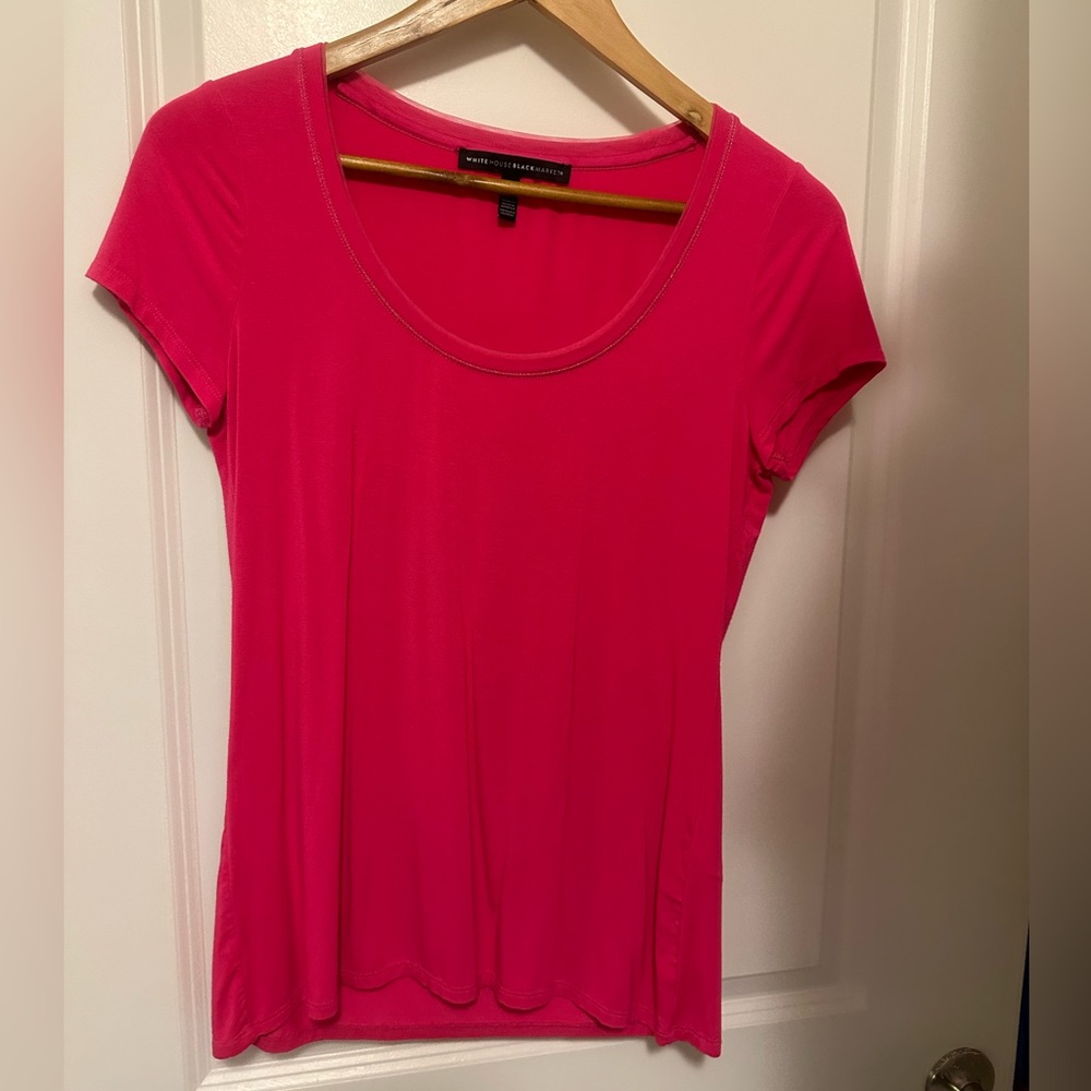 White House Black Market pink super soft top. Scoop neck tee. XS